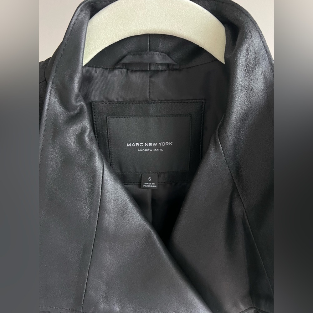 Andrew Marc. Faux Leather Ribbed Panel Jacket. - Picture 6 of 15